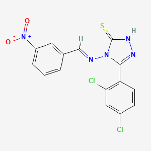 molecular formula C15H9Cl2N5O2S B12007292 5-(2,4-dichlorophenyl)-4-{[(E)-(3-nitrophenyl)methylidene]amino}-2,4-dihydro-3H-1,2,4-triazole-3-thione 