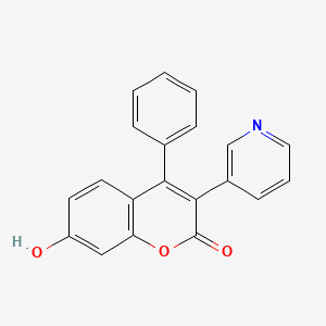 molecular formula C20H13NO3 B12007301 Coumarin, 7-hydroxy-4-phenyl-3-(3-pyridyl)- CAS No. 67210-69-9