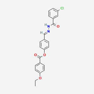 molecular formula C23H19ClN2O4 B12007308 [4-[(E)-[(3-chlorobenzoyl)hydrazinylidene]methyl]phenyl] 4-ethoxybenzoate 