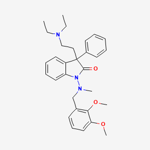 molecular formula C30H37N3O3 B12007333 2-Indolinone, 3-(2-(diethylamino)ethyl)-1-((2,3-dimethoxybenzyl)methylamino)-3-phenyl- CAS No. 40714-43-0