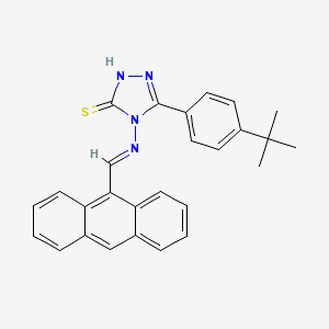 molecular formula C27H24N4S B12007397 4-{[(E)-9-anthrylmethylidene]amino}-5-(4-tert-butylphenyl)-4H-1,2,4-triazole-3-thiol 