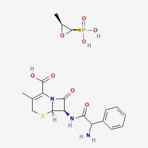 molecular formula C19H24N3O8PS B1200740 7-[(2-Amino-1-hydroxy-2-phenylethylidene)amino]-3-methyl-8-oxo-5-thia-1-azabicyclo[4.2.0]oct-2-ene-2-carboxylic acid--(3-methyloxiran-2-yl)phosphonic acid (1/1) 