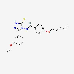 molecular formula C22H26N4O2S B12007407 5-(3-Ethoxyphenyl)-4-((4-(pentyloxy)benzylidene)amino)-4H-1,2,4-triazole-3-thiol CAS No. 497949-86-7