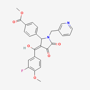 molecular formula C26H21FN2O6 B12007437 Methyl 4-(3-(3-fluoro-4-methoxybenzoyl)-4-hydroxy-5-oxo-1-(3-pyridinylmethyl)-2,5-dihydro-1H-pyrrol-2-YL)benzoate CAS No. 618074-85-4