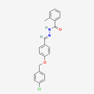 molecular formula C22H19ClN2O2 B12007476 N'-(4-((4-Chlorobenzyl)oxy)benzylidene)-2-methylbenzohydrazide CAS No. 478526-02-2