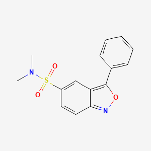 molecular formula C15H14N2O3S B12007479 2,1-Benzisoxazole-5-sulfonamide, N,N-dimethyl-3-phenyl- CAS No. 33249-63-7