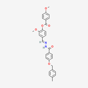 molecular formula C31H28N2O6 B12007483 2-Meo-4-(2-(4-((4-methylbenzyl)oxy)BZ)carbohydrazonoyl)phenyl 4-methoxybenzoate CAS No. 765311-43-1