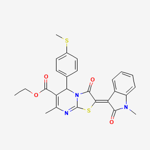 molecular formula C26H23N3O4S2 B12007555 Ethyl 7-methyl-2-(1-methyl-2-oxoindolin-3-ylidene)-5-(4-(methylthio)phenyl)-3-oxo-3,5-dihydro-2H-thiazolo[3,2-a]pyrimidine-6-carboxylate CAS No. 609795-89-3