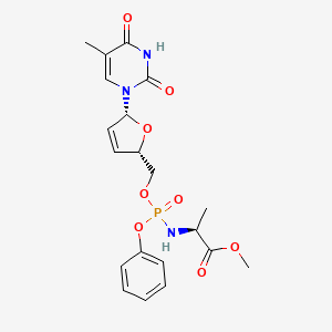 molecular formula C20H24N3O8P B1200759 methyl (2S)-2-[[[(2S,5R)-5-(5-methyl-2,4-dioxo-pyrimidin-1-yl)-2,5-dihydrofuran-2-yl]methoxy-phenoxy-phosphoryl]amino]propanoate 