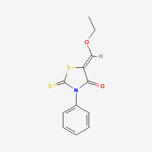 molecular formula C12H11NO2S2 B12007608 2-Thioxo-3-phenyl-5-(ethoxymethylene)thiazolidin-4-one 