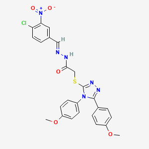 molecular formula C25H21ClN6O5S B12007653 2-{[4,5-bis(4-methoxyphenyl)-4H-1,2,4-triazol-3-yl]sulfanyl}-N'-[(E)-(4-chloro-3-nitrophenyl)methylidene]acetohydrazide 