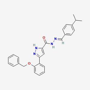 molecular formula C27H26N4O2 B12007759 3-[2-(benzyloxy)phenyl]-N'-[(E)-(4-isopropylphenyl)methylidene]-1H-pyrazole-5-carbohydrazide 