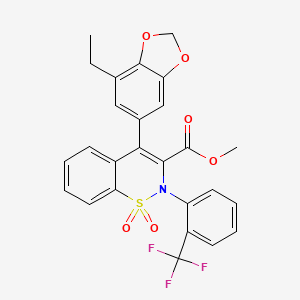 molecular formula C26H20F3NO6S B12007822 methyl 4-(7-ethyl-1,3-benzodioxol-5-yl)-2-[2-(trifluoromethyl)phenyl]-2H-1,2-benzothiazine-3-carboxylate 1,1-dioxide CAS No. 221244-47-9