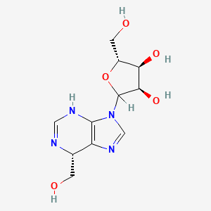 molecular formula C11H16N4O5 B1200785 1H-Purine-6-methanol, 6,9-dihydro-9-beta-D-ribofuranosyl-, (R)- CAS No. 29699-93-2