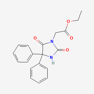 molecular formula C19H18N2O4 B12008139 Ethyl 2-(2,5-dioxo-4,4-diphenylimidazolidin-1-yl)acetate CAS No. 976-85-2