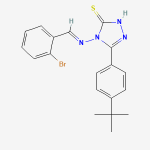 molecular formula C19H19BrN4S B12008173 4-{[(E)-(2-bromophenyl)methylidene]amino}-5-(4-tert-butylphenyl)-4H-1,2,4-triazole-3-thiol 