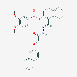 molecular formula C32H26N2O6 B12008190 1-(2-((2-Naphthyloxy)acetyl)carbohydrazonoyl)-2-naphthyl 3,4-dimethoxybenzoate CAS No. 767310-39-4