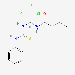 molecular formula C13H16Cl3N3OS B12008302 N-{2,2,2-trichloro-1-[(phenylcarbamothioyl)amino]ethyl}butanamide 