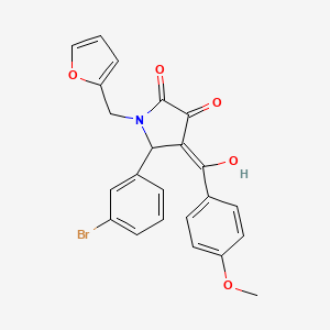 molecular formula C23H18BrNO5 B12008333 5-(3-Bromophenyl)-1-(2-furylmethyl)-3-hydroxy-4-(4-methoxybenzoyl)-1,5-dihydro-2H-pyrrol-2-one 