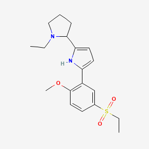 molecular formula C19H26N2O3S B1200835 2-(1-ethylpyrrolidin-2-yl)-5-(5-ethylsulfonyl-2-methoxyphenyl)-1H-pyrrole 