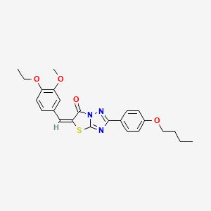 molecular formula C24H25N3O4S B12008381 (5E)-2-(4-butoxyphenyl)-5-(4-ethoxy-3-methoxybenzylidene)[1,3]thiazolo[3,2-b][1,2,4]triazol-6(5H)-one CAS No. 606951-01-3