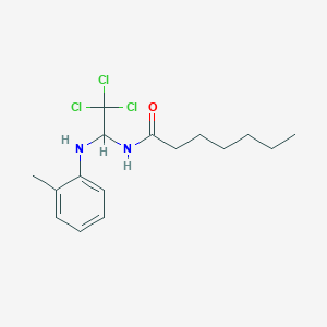 molecular formula C16H23Cl3N2O B12008389 N-{2,2,2-trichloro-1-[(2-methylphenyl)amino]ethyl}heptanamide 