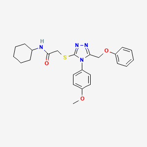 molecular formula C24H28N4O3S B12008414 N-cyclohexyl-2-{[4-(4-methoxyphenyl)-5-(phenoxymethyl)-4H-1,2,4-triazol-3-yl]sulfanyl}acetamide CAS No. 539808-34-9