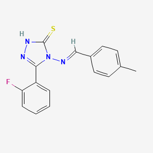 molecular formula C16H13FN4S B12008477 5-(2-Fluorophenyl)-4-((4-methylbenzylidene)amino)-4H-1,2,4-triazole-3-thiol CAS No. 578759-92-9