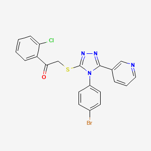 molecular formula C21H14BrClN4OS B12008479 2-[[4-(4-bromophenyl)-5-pyridin-3-yl-1,2,4-triazol-3-yl]sulfanyl]-1-(2-chlorophenyl)ethanone CAS No. 577765-88-9