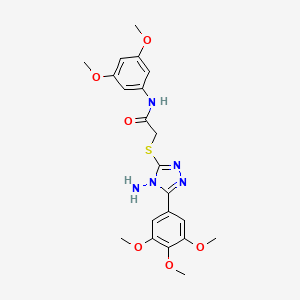 molecular formula C21H25N5O6S B12008595 2-{[4-amino-5-(3,4,5-trimethoxyphenyl)-4H-1,2,4-triazol-3-yl]sulfanyl}-N-(3,5-dimethoxyphenyl)acetamide 