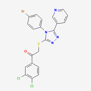 molecular formula C21H13BrCl2N4OS B12008668 2-{[4-(4-Bromophenyl)-5-(3-pyridinyl)-4H-1,2,4-triazol-3-YL]sulfanyl}-1-(3,4-dichlorophenyl)ethanone CAS No. 578000-53-0