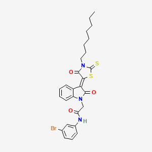 molecular formula C27H28BrN3O3S2 B12008707 N-(3-bromophenyl)-2-[(3Z)-3-(3-octyl-4-oxo-2-thioxo-1,3-thiazolidin-5-ylidene)-2-oxo-2,3-dihydro-1H-indol-1-yl]acetamide CAS No. 618075-19-7