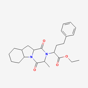 molecular formula C24H32N2O4 B12008714 ethyl 2-(3-methyl-1,4-dioxodecahydropyrazino[1,2-a]indol-2(1H)-yl)-4-phenylbutanoate 