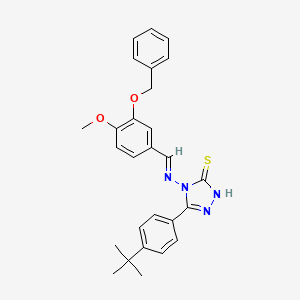 molecular formula C27H28N4O2S B12008789 4-({(E)-[3-(benzyloxy)-4-methoxyphenyl]methylidene}amino)-5-(4-tert-butylphenyl)-4H-1,2,4-triazole-3-thiol 