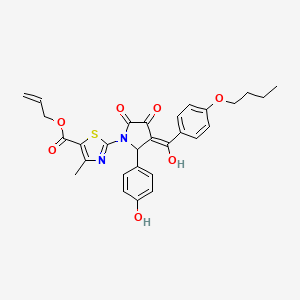 molecular formula C29H28N2O7S B12008911 Allyl 2-(3-(4-butoxybenzoyl)-4-hydroxy-2-(4-hydroxyphenyl)-5-oxo-2,5-dihydro-1H-pyrrol-1-YL)-4-methyl-1,3-thiazole-5-carboxylate CAS No. 609795-43-9
