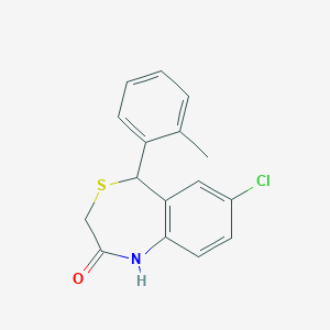 molecular formula C16H14ClNOS B120095 7-chloro-5-o-tolyl-3,5-dihydrobenzo[e][1,4]thiazepin-2(1H)-one CAS No. 488829-66-9