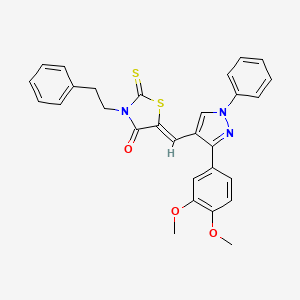 molecular formula C29H25N3O3S2 B12009537 (5Z)-5-{[3-(3,4-dimethoxyphenyl)-1-phenyl-1H-pyrazol-4-yl]methylene}-3-(2-phenylethyl)-2-thioxo-1,3-thiazolidin-4-one CAS No. 623935-80-8