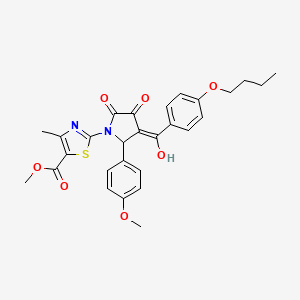 molecular formula C28H28N2O7S B12009702 Methyl 2-(3-(4-butoxybenzoyl)-4-hydroxy-2-(4-methoxyphenyl)-5-oxo-2,5-dihydro-1H-pyrrol-1-YL)-4-methyl-1,3-thiazole-5-carboxylate CAS No. 617694-46-9