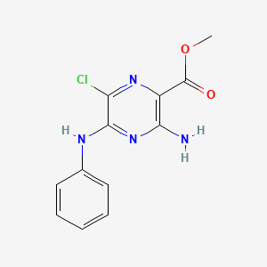 molecular formula C12H11ClN4O2 B12009834 Methyl 3-amino-5-anilino-6-chloro-2-pyrazinecarboxylate 