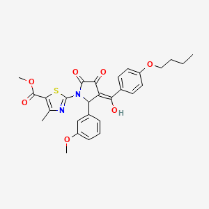 molecular formula C28H28N2O7S B12009885 Methyl 2-[3-(4-butoxybenzoyl)-4-hydroxy-2-(3-methoxyphenyl)-5-oxo-2,5-dihydro-1H-pyrrol-1-YL]-4-methyl-1,3-thiazole-5-carboxylate CAS No. 617695-43-9