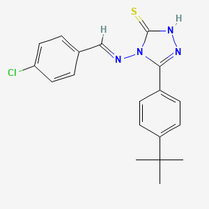 molecular formula C19H19ClN4S B12010042 5-(4-tert-butylphenyl)-4-{[(E)-(4-chlorophenyl)methylidene]amino}-4H-1,2,4-triazol-3-yl hydrosulfide 