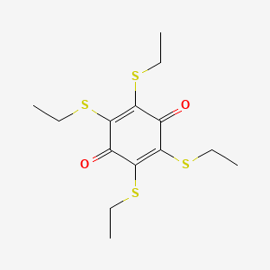 molecular formula C14H20O2S4 B12010057 2,3,5,6-Tetrakis(ethylsulfanyl)cyclohexa-2,5-diene-1,4-dione CAS No. 57998-67-1