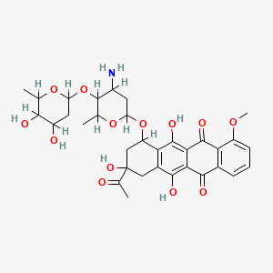 9-acetyl-7-[4-amino-5-(4,5-dihydroxy-6-methyloxan-2-yl)oxy-6-methyloxan-2-yl]oxy-6,9,11-trihydroxy-4-methoxy-8,10-dihydro-7H-tetracene-5,12-dione