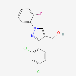molecular formula C16H11Cl2FN2O B12010217 (3-(2,4-Dichlorophenyl)-1-(2-fluorophenyl)-1H-pyrazol-4-YL)methanol 