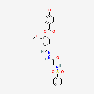 molecular formula C24H23N3O7S B12010222 [4-[(E)-[[2-(benzenesulfonamido)acetyl]hydrazinylidene]methyl]-2-methoxyphenyl] 4-methoxybenzoate 