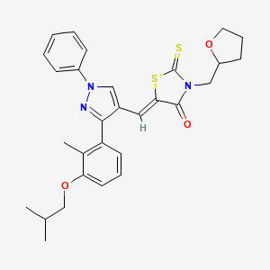 molecular formula C29H31N3O3S2 B12010282 5-((3-(3-Isobutoxy-2-methylphenyl)-1-phenyl-1H-pyrazol-4-yl)methylene)-3-((tetrahydrofuran-2-yl)methyl)-2-thioxothiazolidin-4-one CAS No. 623936-41-4