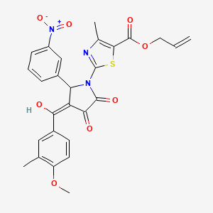 molecular formula C27H23N3O8S B12010314 allyl 2-[3-hydroxy-4-(4-methoxy-3-methylbenzoyl)-5-(3-nitrophenyl)-2-oxo-2,5-dihydro-1H-pyrrol-1-yl]-4-methyl-1,3-thiazole-5-carboxylate 