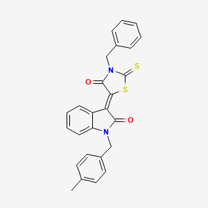 molecular formula C26H20N2O2S2 B12010375 (3Z)-3-(3-benzyl-4-oxo-2-thioxo-1,3-thiazolidin-5-ylidene)-1-(4-methylbenzyl)-1,3-dihydro-2H-indol-2-one CAS No. 617694-98-1