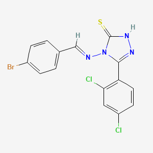 molecular formula C15H9BrCl2N4S B12010393 4-{[(E)-(4-bromophenyl)methylidene]amino}-5-(2,4-dichlorophenyl)-2,4-dihydro-3H-1,2,4-triazole-3-thione 