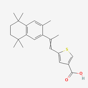 molecular formula C23H28O2S B1201041 5-[2-(3,5,5,8,8-Pentamethyl-6,7-dihydronaphthalen-2-yl)prop-1-enyl]thiophene-3-carboxylic acid 